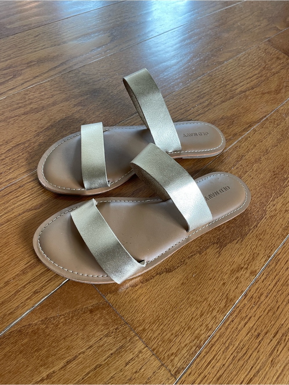 Old Navy Metallic Gold Double-Strap Slide Sandals